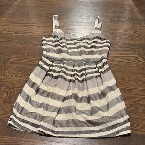 bebe Striped Glitter Black and White Wmns Fit and Flare Dress